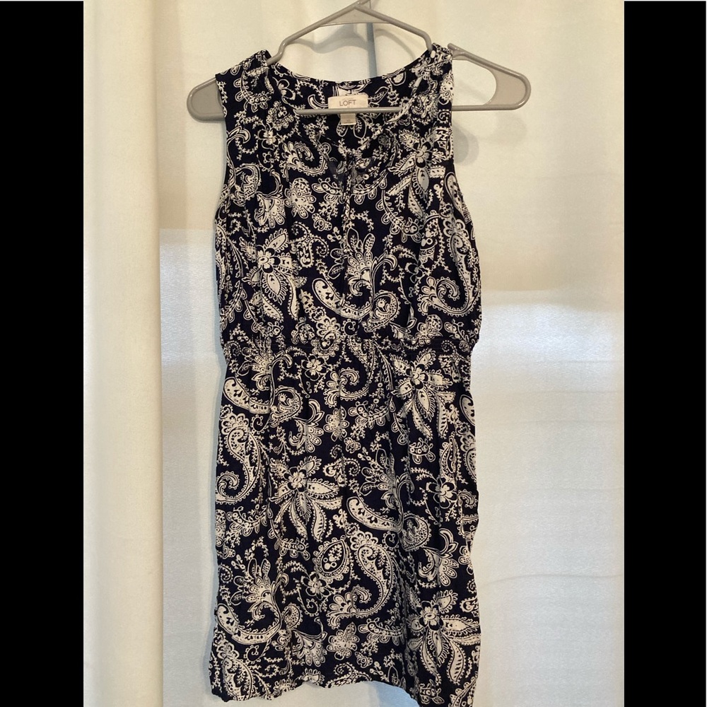 Navy blue and white dress. Very light weight